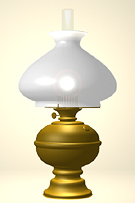 Victorian Brass Table Lamp with white shade.