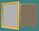 Two rectangular picture/mirror frames. All surfaces can be textured. File includes a frame hanger complete with hook, wire and nails.